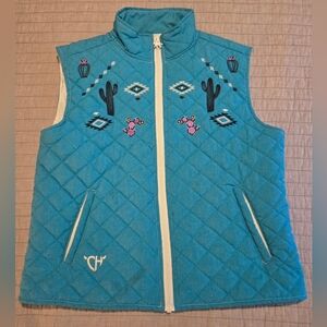 Girls Teal Western Vest Size XL 14/16